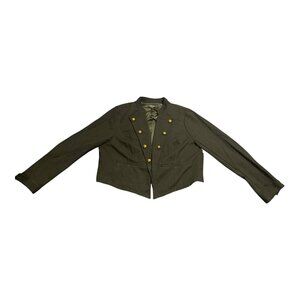 Torrid Jacket Womens 2 Black Military‎ Blazer Gold Button Stretch Cropped Coat
